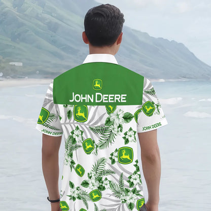 John Deere Hawaiian Short Sleeve Button-Up Men's Shirt