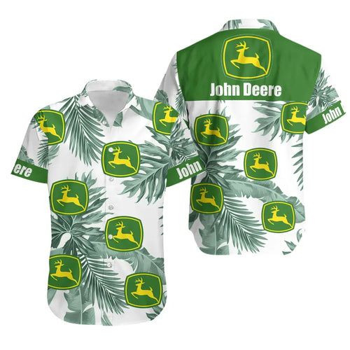 John Deere Hawaiian Short Sleeve Button-Up Men's Shirt